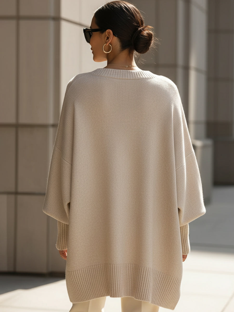 ELENA | Oversized strikket poncho-genser