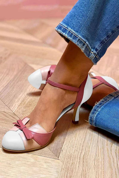 Ingfríður | Rosa og hvite hæler med sløyfe