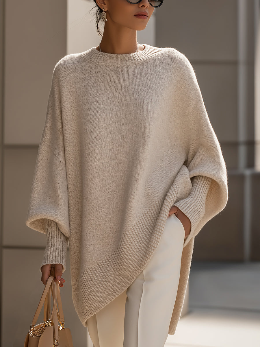 ELENA | Oversized strikket poncho-genser