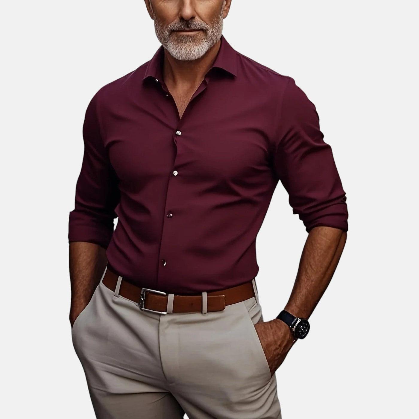 Gizmo™ | Herre Slim Fit Business Skjorte med Knyttfri