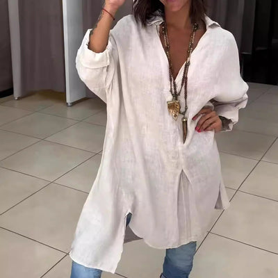 Jarmila™ |  Overdimensjonert bomullsskjorte med lin